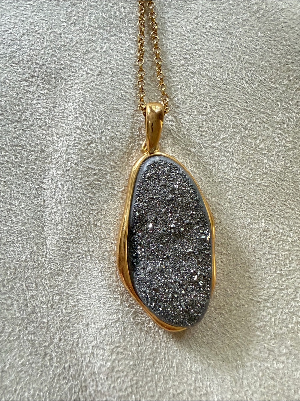 Marcia Moran Gray Druzy Necklace